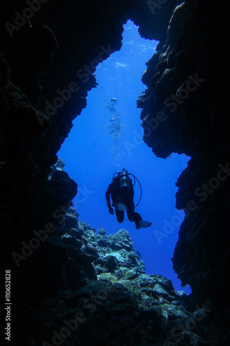Scuba diver- into the blue