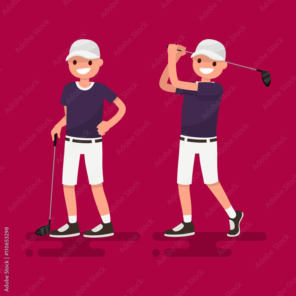 Golf. Golfer posing. Vector illustration Golf. Golfer posing. Vector illustration