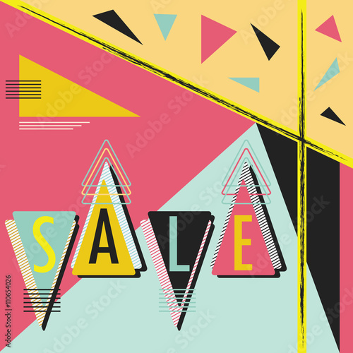 Abstract modern retro triangle SALE message layout