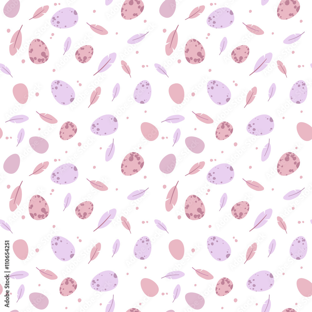 Seamless pattern with Eggs and feathers