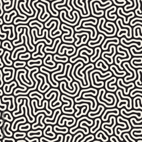 Vector Seamless Black And White Organic Outlined Shapes Jumble Pattern