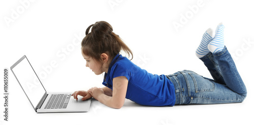 Little girl with laptop iso...