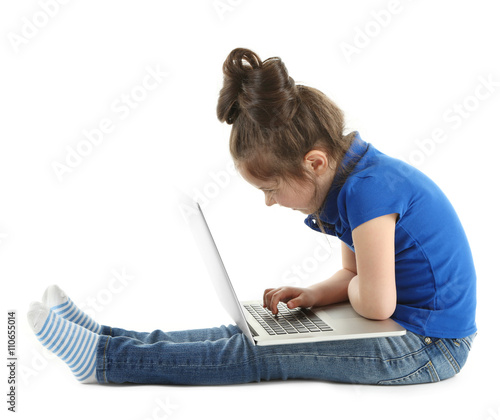 Little girl with laptop iso...