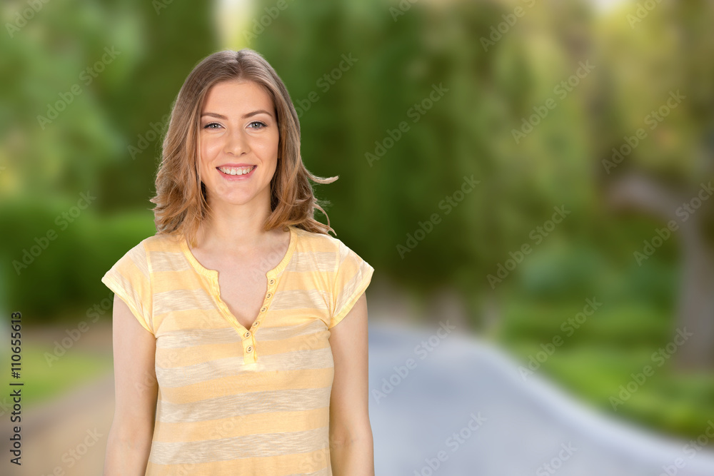 portrait of attractive caucasian smiling woman