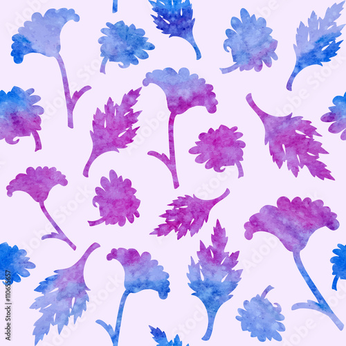 Seamless pattern with watercolor flowers