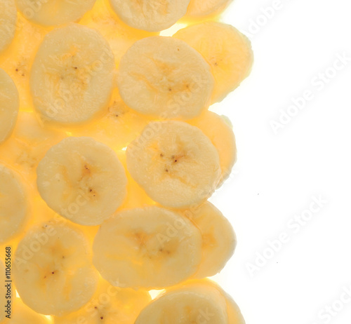 Banana slices, isolated on white