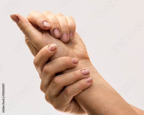 Female hands with dirty nails