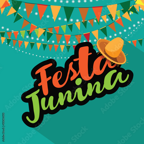 Festa Junina (June party) marketing design. EPS 10 vector illustration.  photo