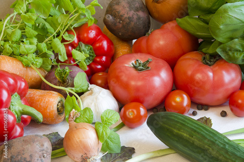 vegetables on white table