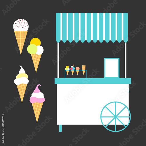 Ice cream cart - Vector illustration.