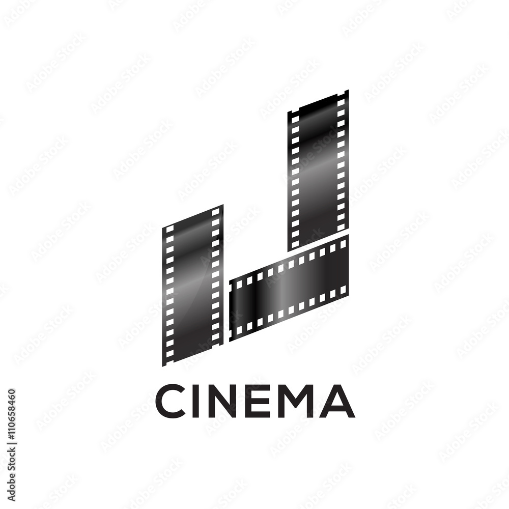 Fototapeta premium Abstract letter J logo for negative videotape film production