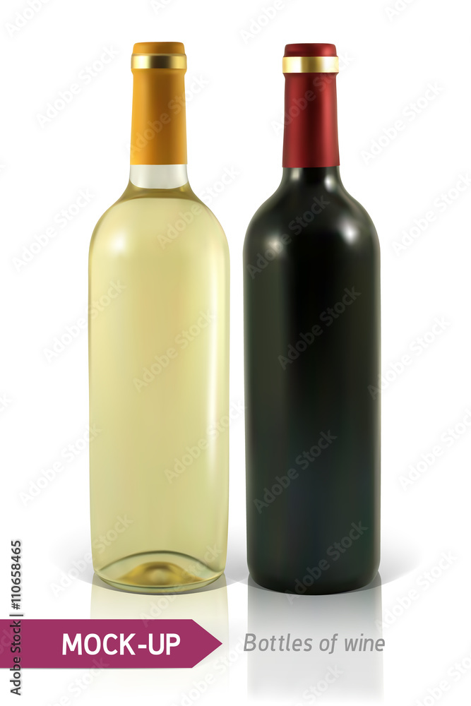 bottles of white and red wine