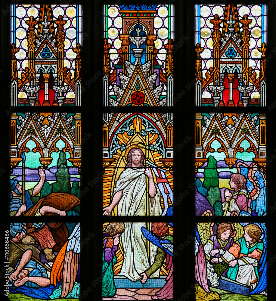 Stained Glass - Jesus rising from the grave