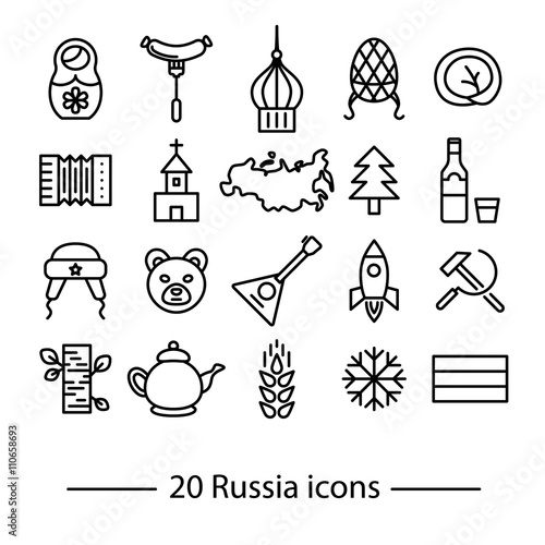 russia line icons