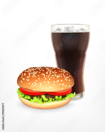 Hamburger with cola