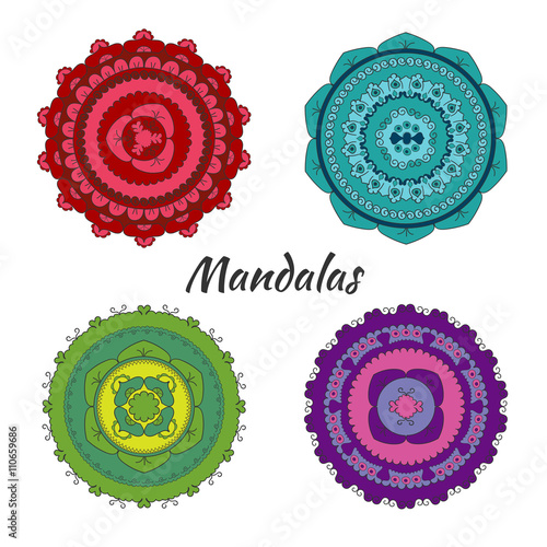 Collection of hand drawn vector mandalas photo