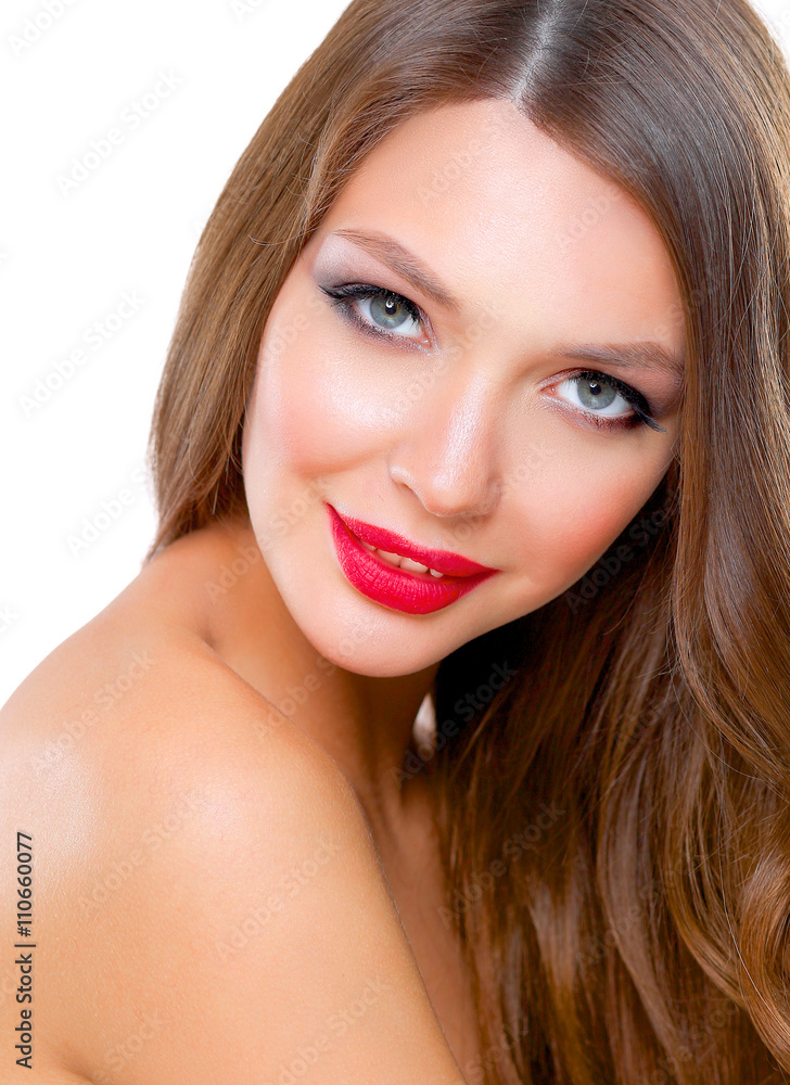 Portrait of beautiful young woman . Isolated on white background Portrait of beautiful young woman . Isolated on white background