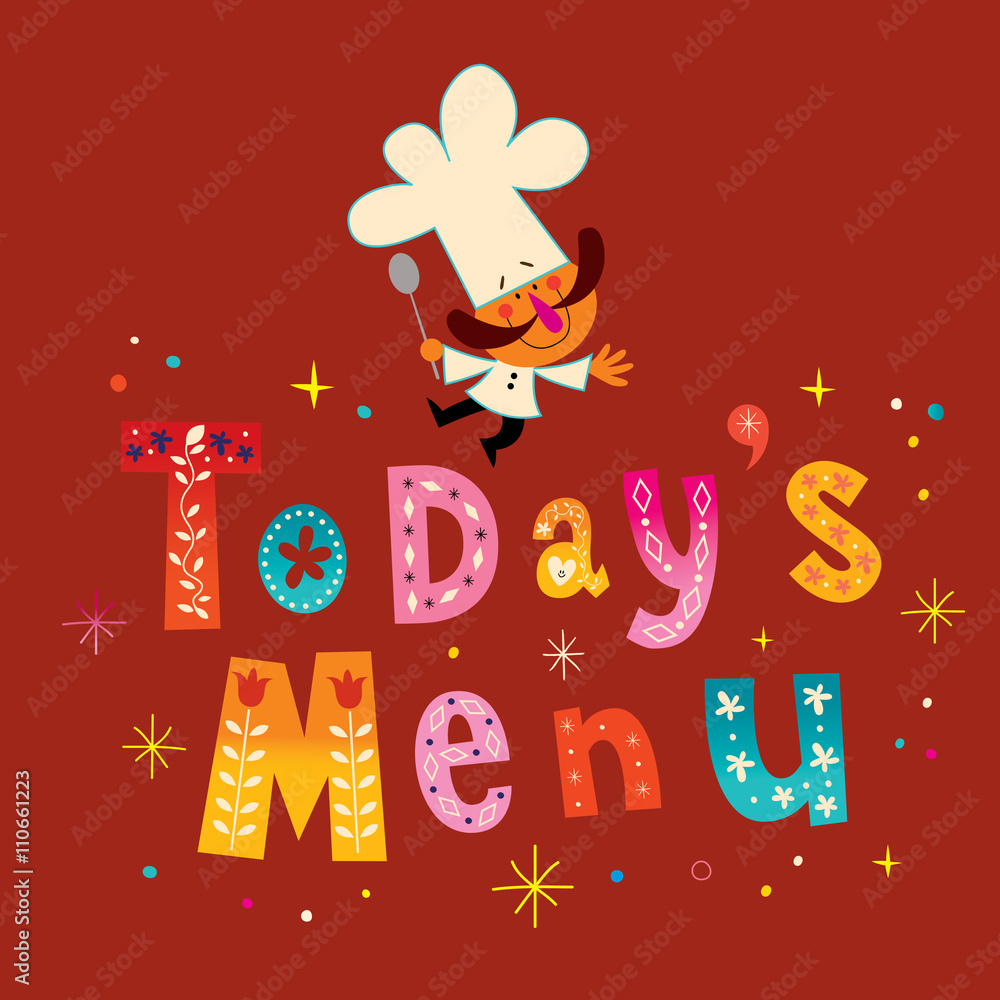 Naklejka premium todays menu decorative type with chef character