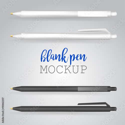 Vector Set of Blank Pens.Template for advertising and corporate identity.Mock Up Template Ready For Your Design. Vector Isolated Illustration on Transparent Background