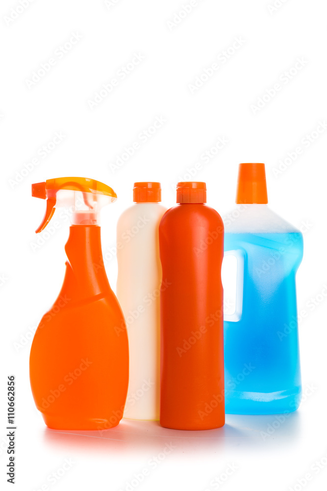 Cleaning product plastic container for house clean on white background Cleaning product plastic container for house clean on white background