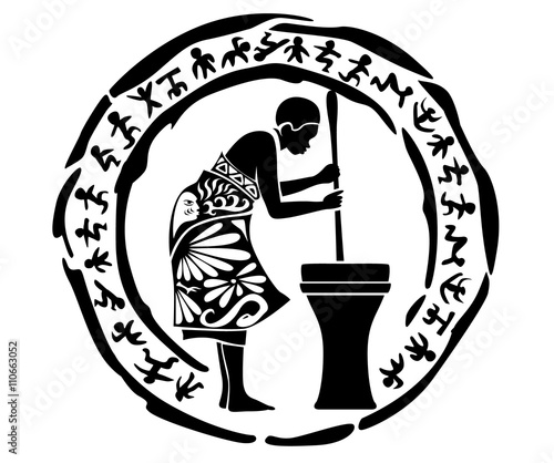 Vector tribal african woman, illustration, tattoo stamp