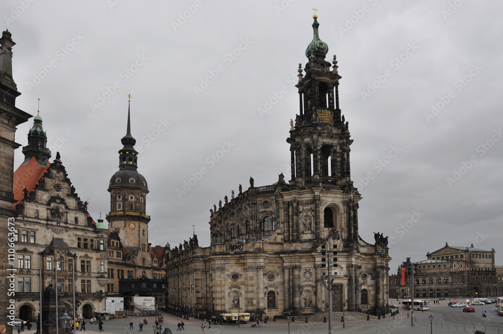 Dresden's Old Town in cloudy weather.