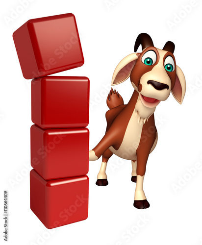 fun Goat cartoon character with level