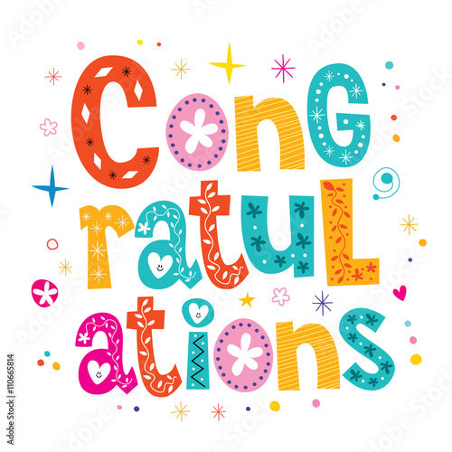 Congratulations typography lettering decorative type greeting card design