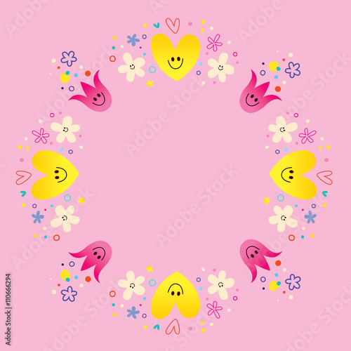 cute hearts and flowers frame