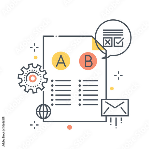 Color line, split test concept illustration, icon