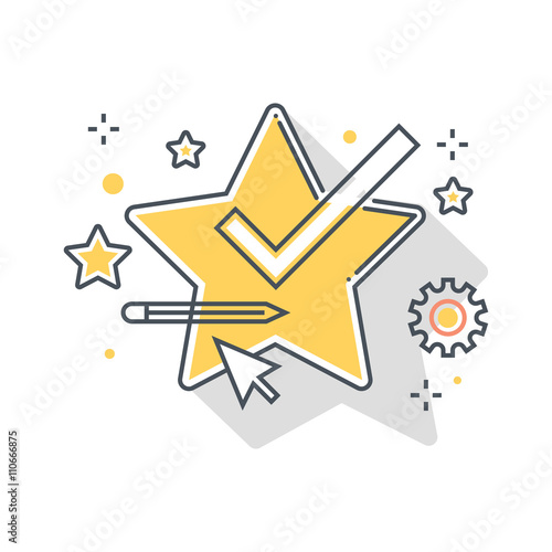 Color line, star features concept illustration, icon