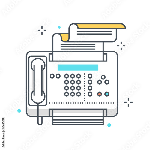 Color line, fax machine concept illustration, icon