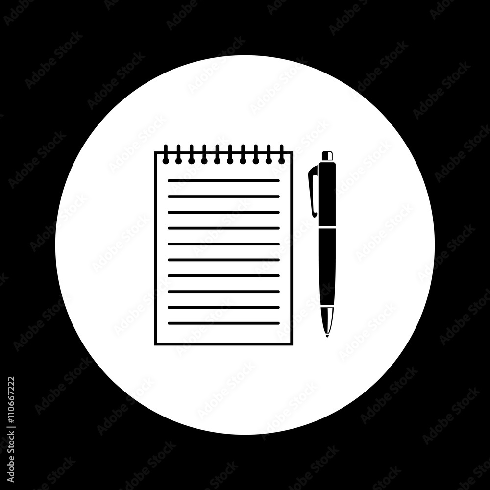 Black and white notepad icon Black and white notepad icon