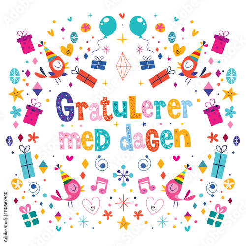 Gratulerer med dagen Happy Birthday in Norwegian greeting card