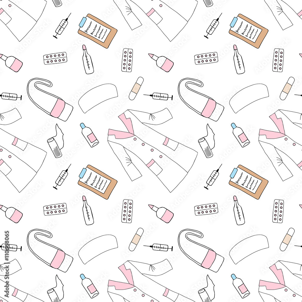 Seamless pattern with medical things Seamless pattern with medical things