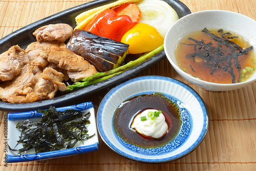 Japanese cuisine .Japanese pork Steak  