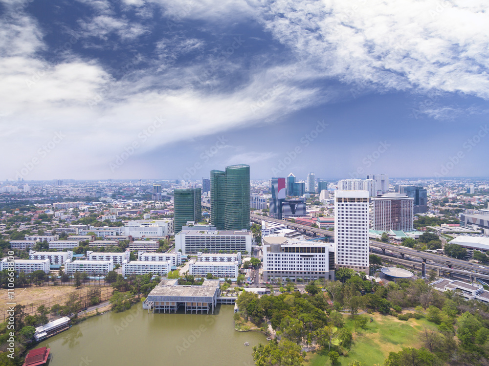 Fototapeta premium Aerial view of Bangkok Gardens