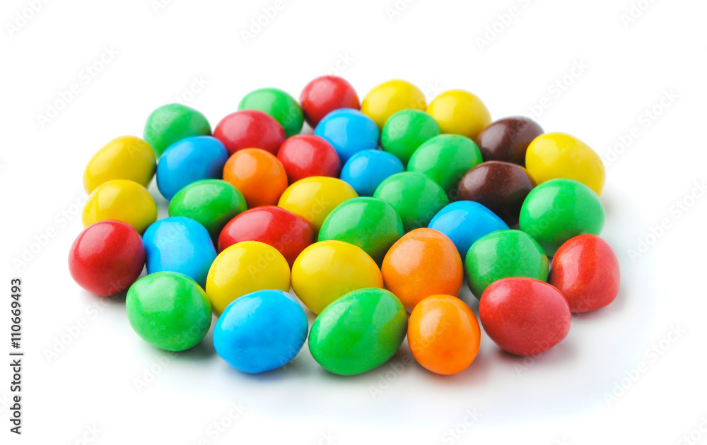 Peanuts in multicolored glaze isolated on white Peanuts in multicolored glaze isolated on white
