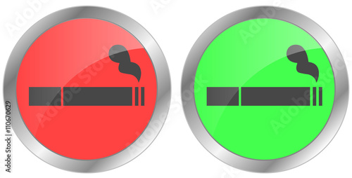 Zwei Zigaretten Buttons Verbot und Erlaubnis