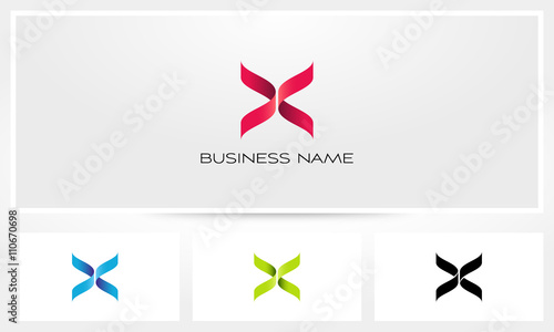 X Ribbon Folded Letter Cross Logo