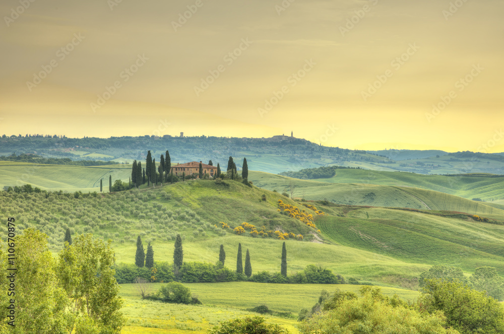 Beautiful Tuscany landscape in sunrise