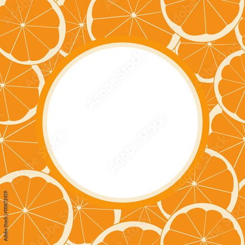 round frame with seamless pattern of orange fruit