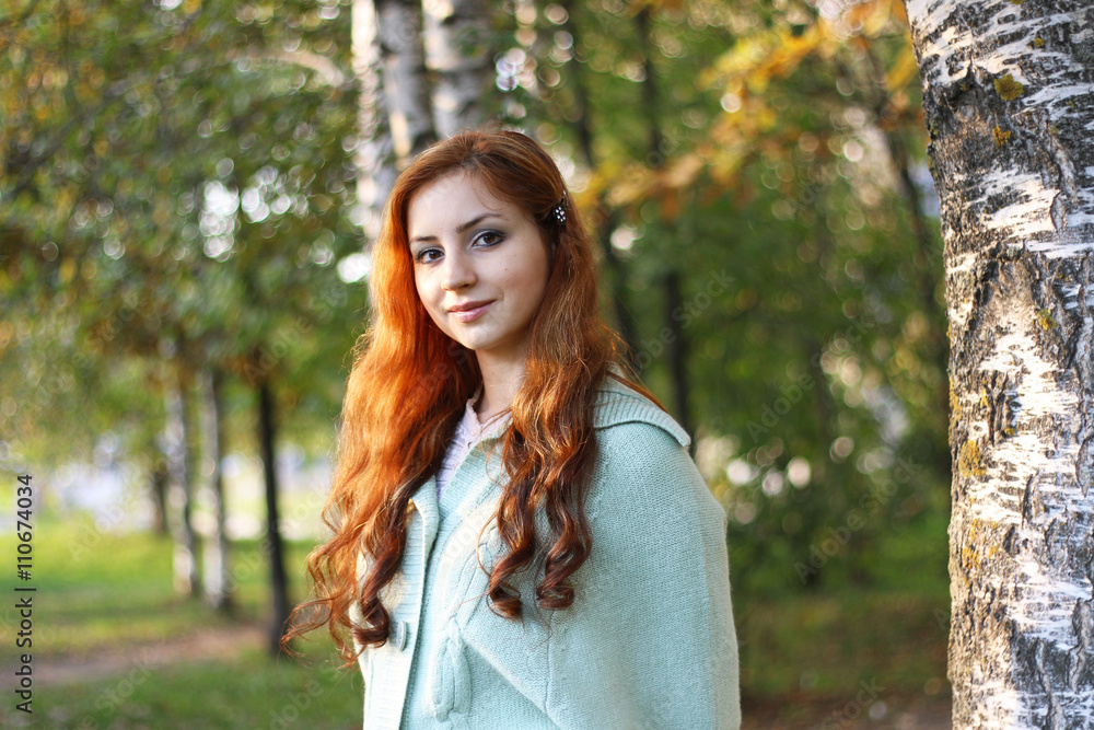 redhead girl Autumn leaves redhead girl Autumn leaves