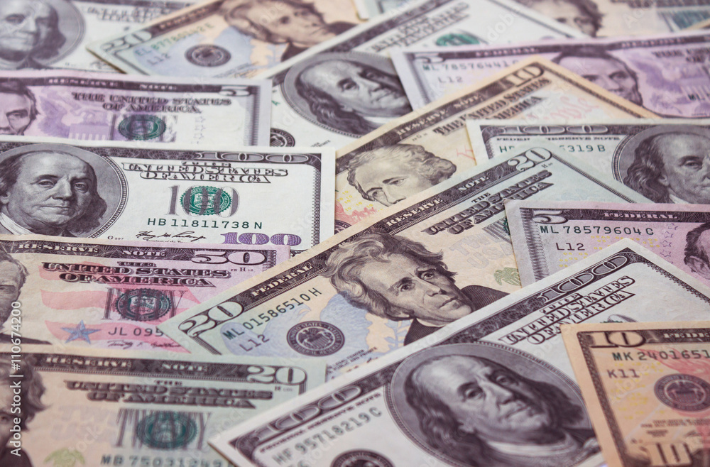 Money background - blurred dollars