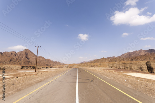 Road in the mountains of Ras al Khaimah, United Arab Emirates 