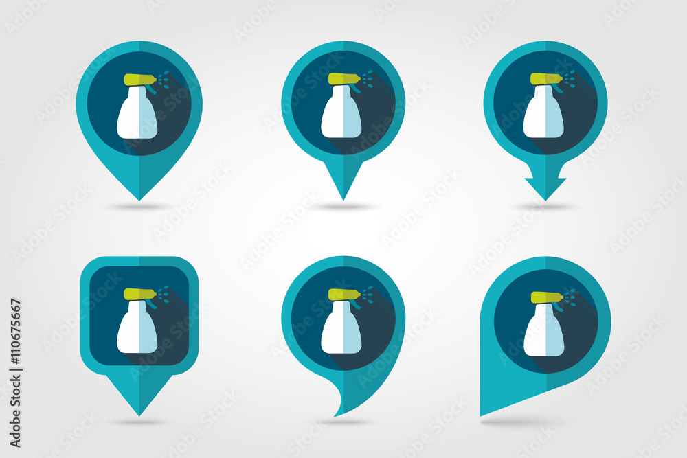 Spray bottle, pulverizer, sprayer pin map icon Spray bottle, pulverizer, sprayer pin map icon