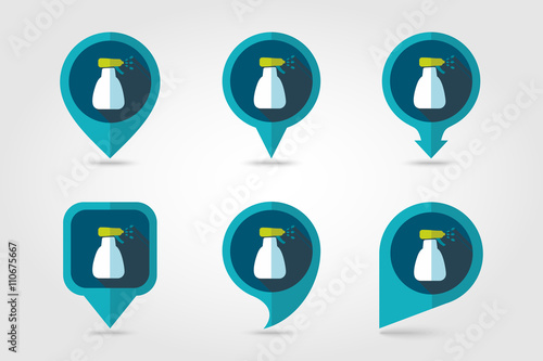 Spray bottle, pulverizer, sprayer pin map icon