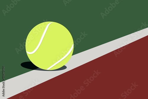 Tennis ball on the court line