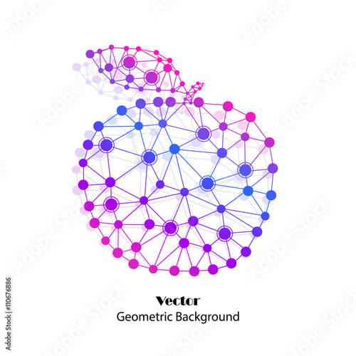 Colorful vector apple made of connected dots.