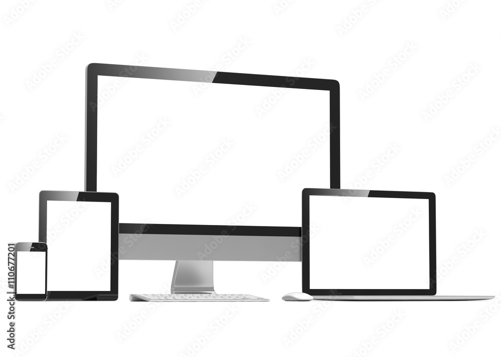 Ultimate web design, laptop, smartphone, tablet, computer, display. 3d rendering. Ultimate web design, laptop, smartphone, tablet, computer, display. 3d rendering.